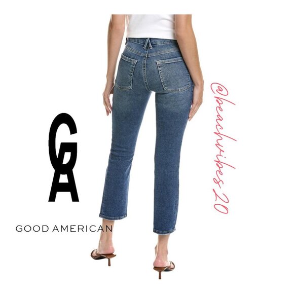 *GOOD AMERICAN Good Legs Straight Indigo Distressed Jean 8/29 NWT O-25 - Picture 2 of 13